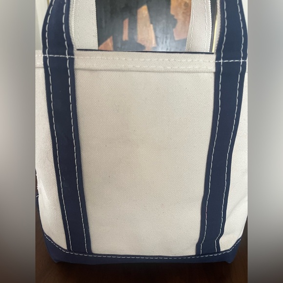 L.L. Bean Mini Boat and Tote Navy Blue Canvas Bag Zip Top VGUC - Picture 4 of 16